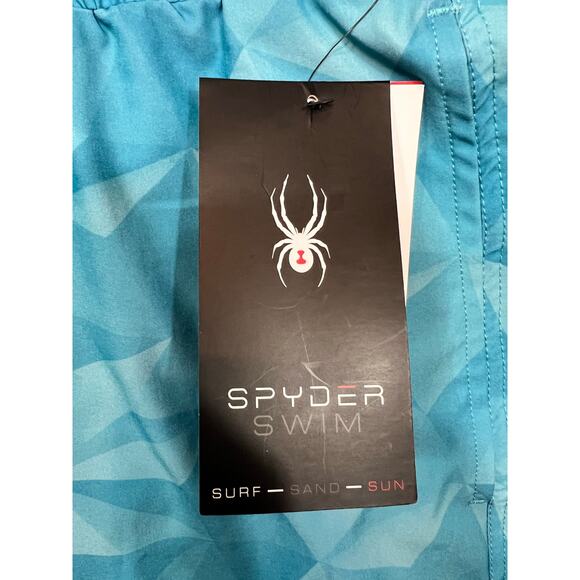 🔥SALE NWT Spyder Swim Trunks Mesh liner Aqua UV XXL Elastic Waist Quick Dry - Picture 3 of 5